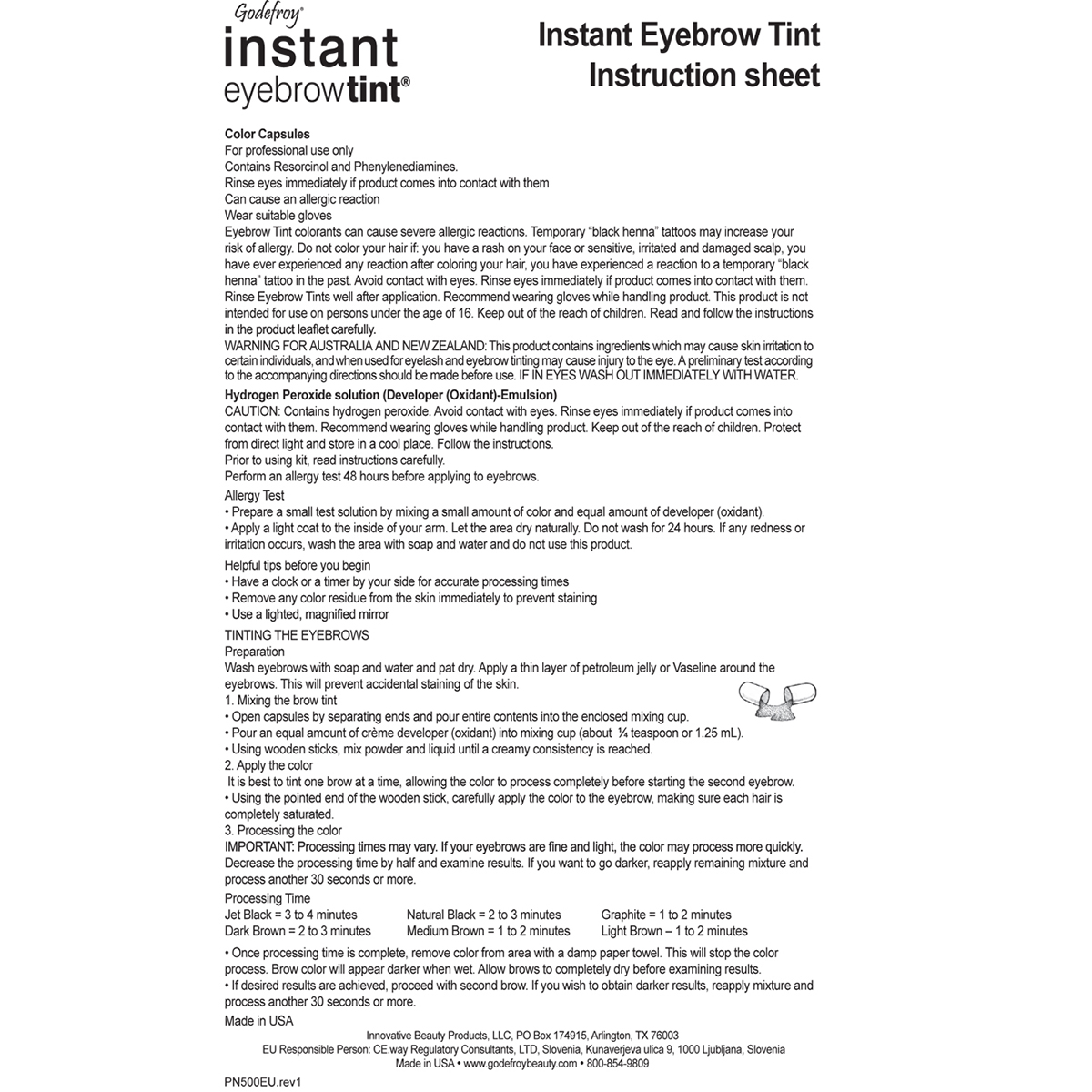 Godefroy Instant Eyebrow Tint Kit for Men various colours available